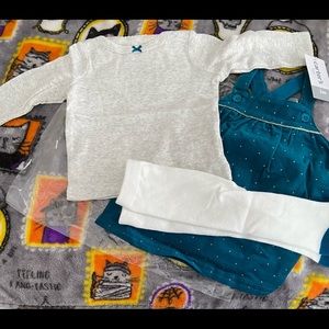 Teal baby girl corduroy dress with matching shoe tights